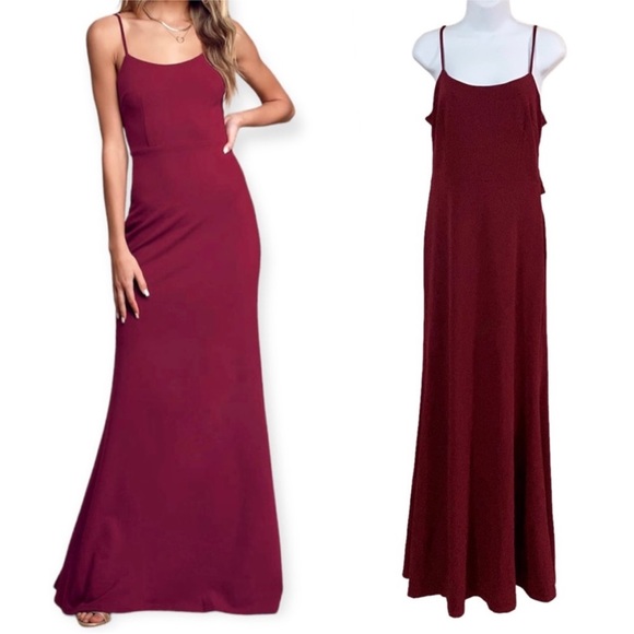 LULUS All My Loving Wine Red Knotted Mermaid Maxi Dress Large - Picture 3 of 13
